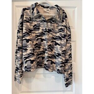 NWT Savanna Jane Camo Fringe Jacket 2X Western Cowgirl Rhinestone Beaded Shacket